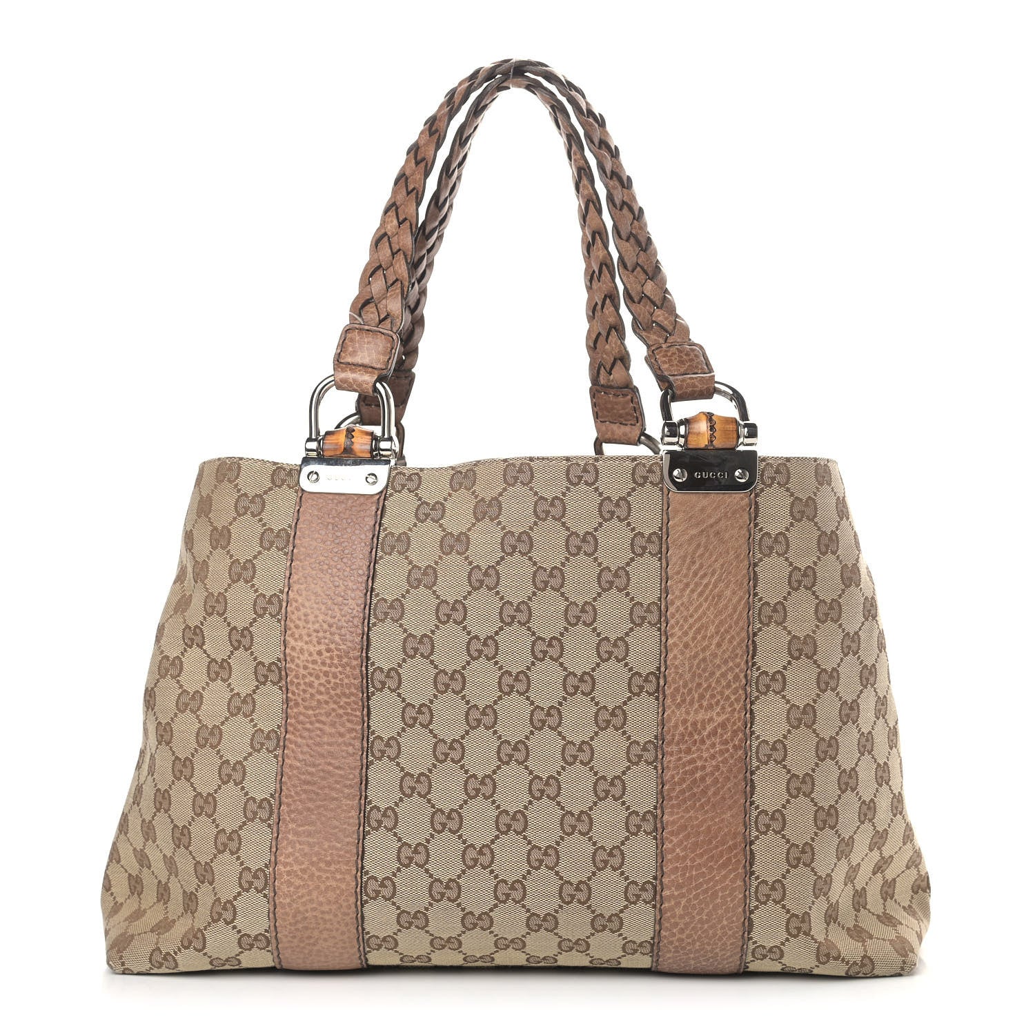 Gucci Monogram Medium Bamboo Bar Tote Brown 1 of 13