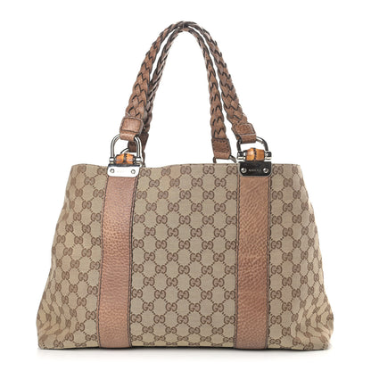 Gucci Monogram Medium Bamboo Bar Tote Brown 1 of 13