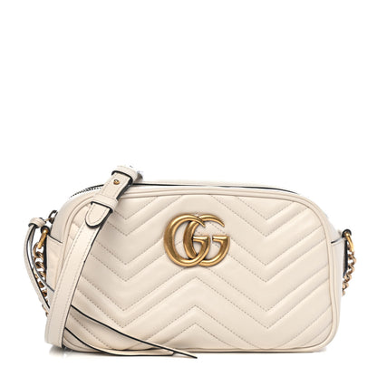 Gucci Calfskin Matelasse Small GG Marmont Chain Shoulder Bag White 1 of 4