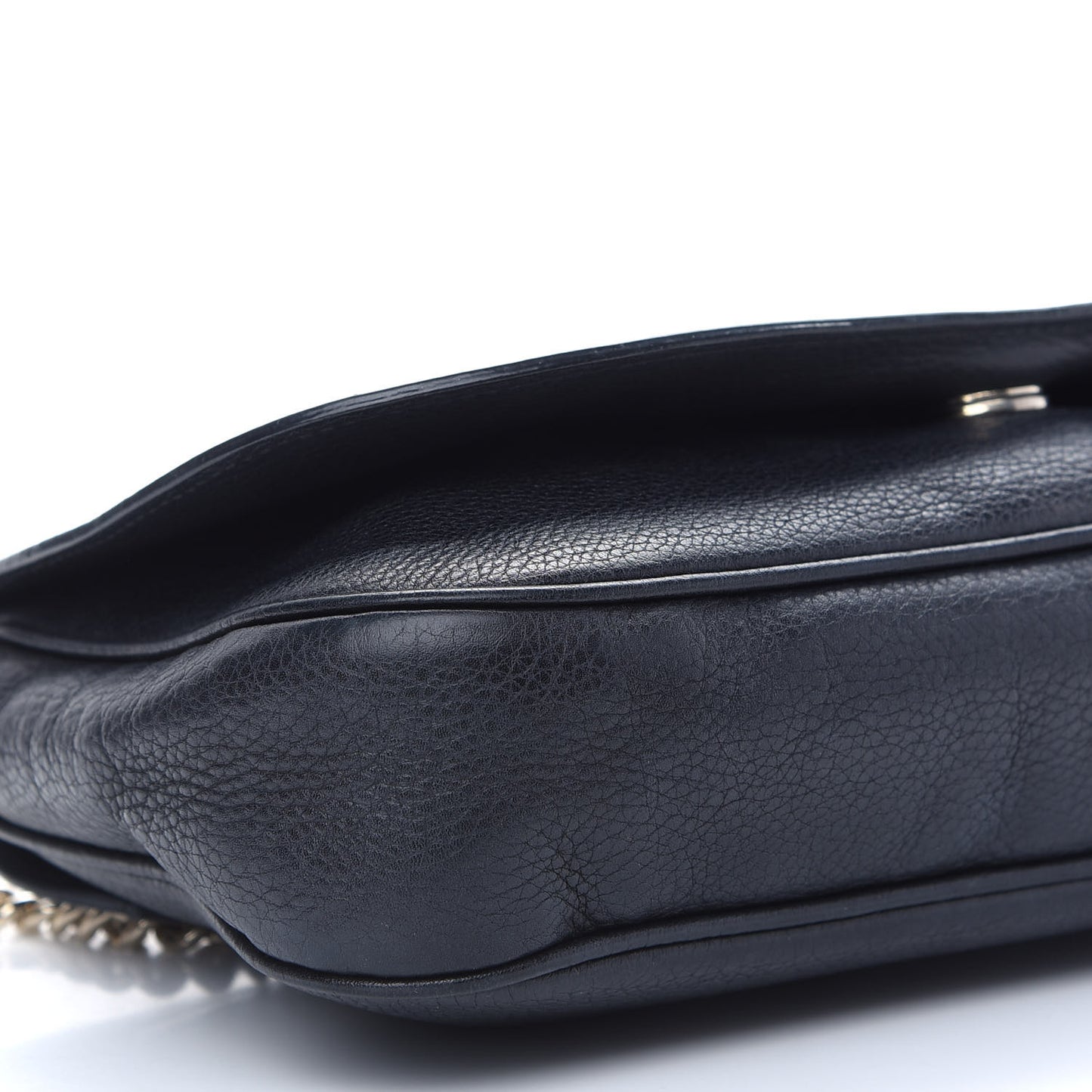 Pebbled Calfskin Medium Soho Flap Crossbody Black