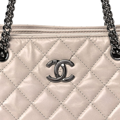 Chanel Glazed Calfskin Quilted Shopping Tote Light Beige 8 of 13