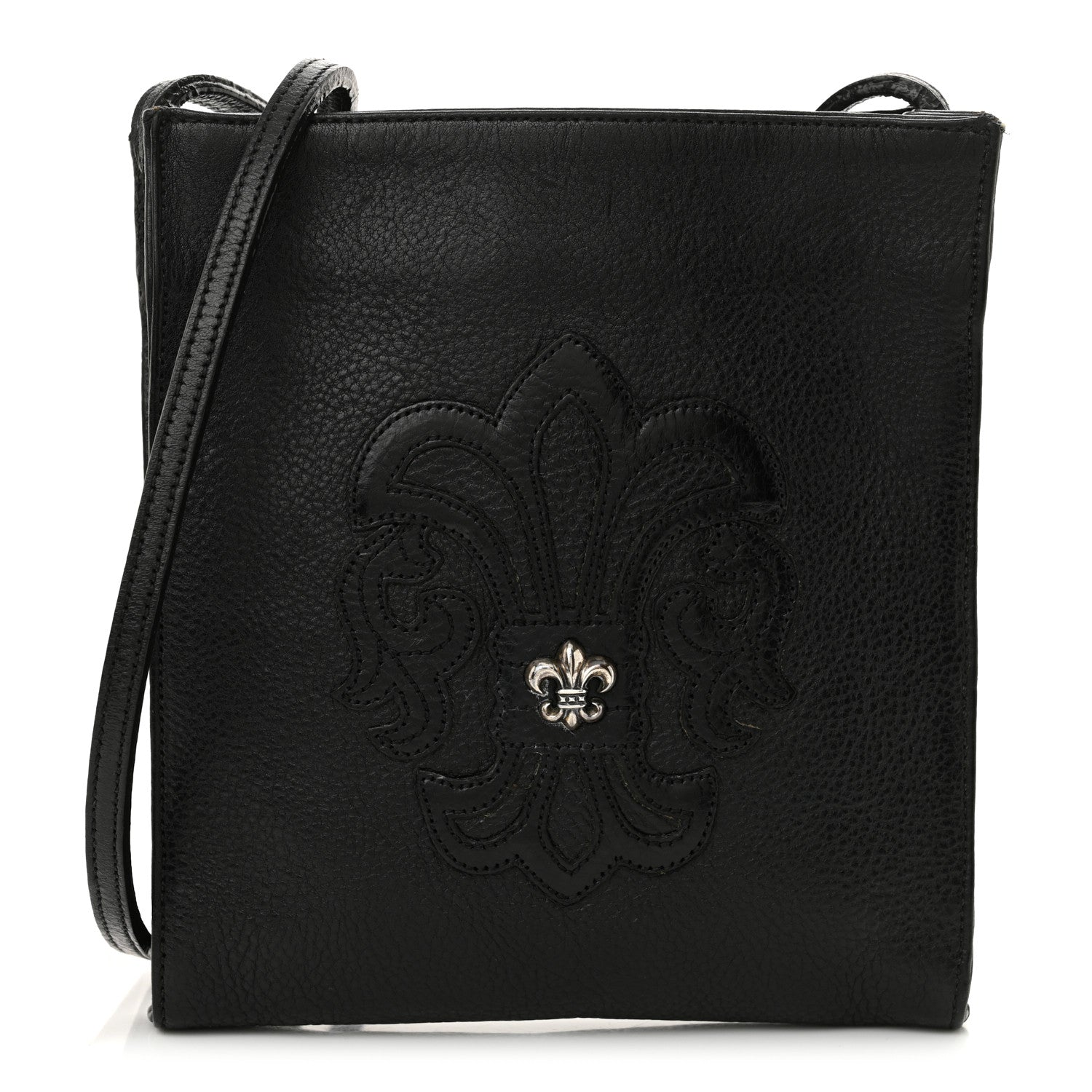 Chrome Hearts Grained Calfskin Fleur De Lis Square Pocket Crossbody Black 1 of 14