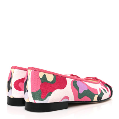 Chanel Canvas Grosgrain Cap Toe CC Ballerina Flats 37 Pink Multicolor 4 of 9