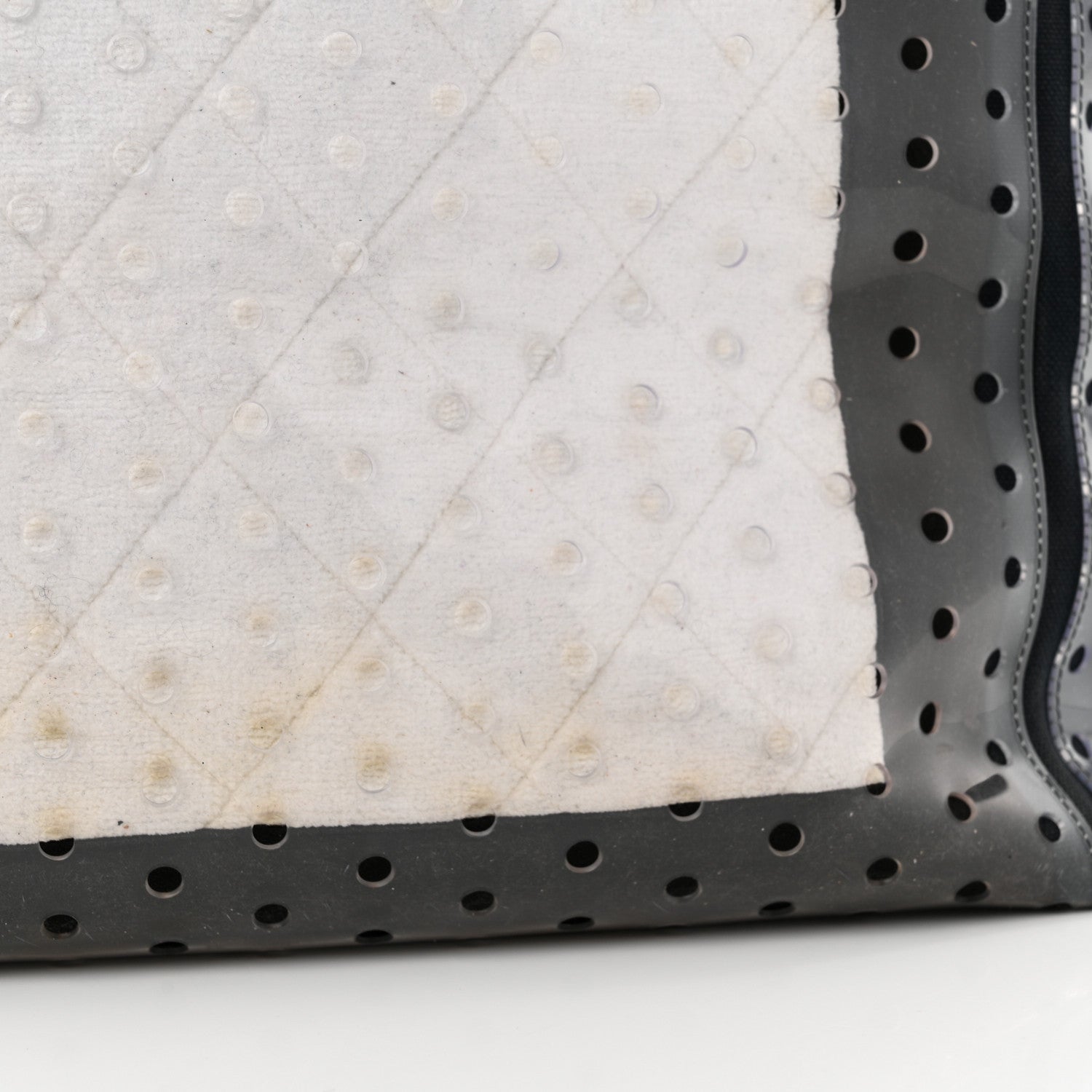 Chanel Canvas Vinyl Perforated CC Tote White Black Dark Navy 18 of 24