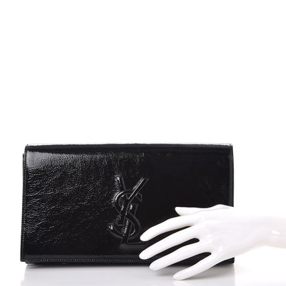 Saint Laurent Textured Patent Monogram Large Belle De Jour Clutch Black 2 of 7