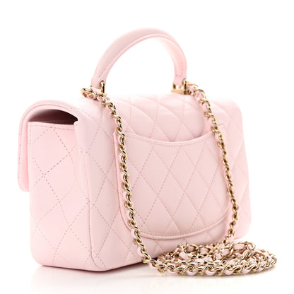 Chanel Lambskin Quilted Mini Top Handle Rectangular Flap Light Pink 3 of 10