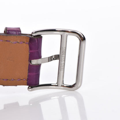 Hermes Stainless Steel Alligator 26mm Heure H Hour Quartz Watch Violet 11 of 12