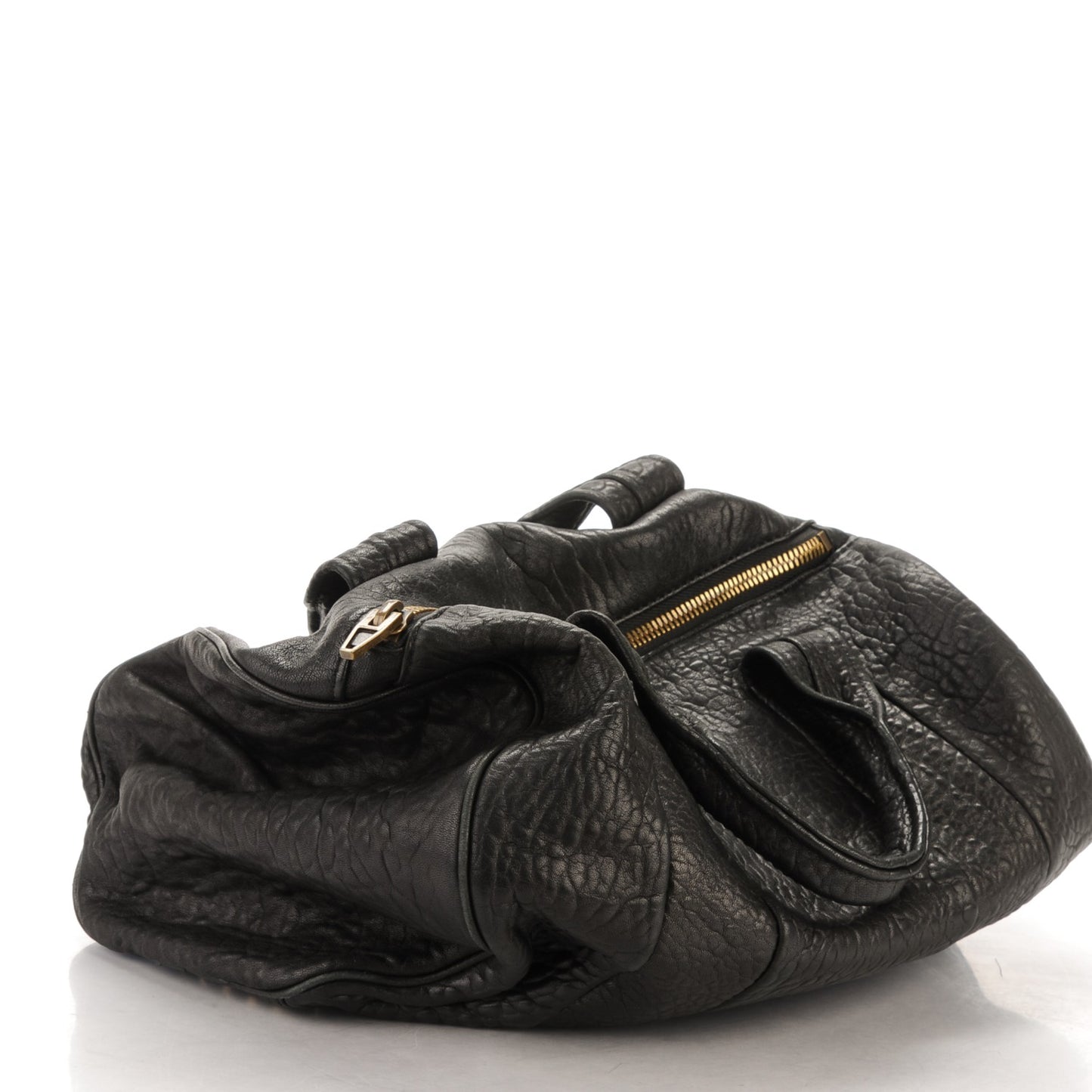 Pebbled Lambskin Rocco Black Antique Brass Hardware