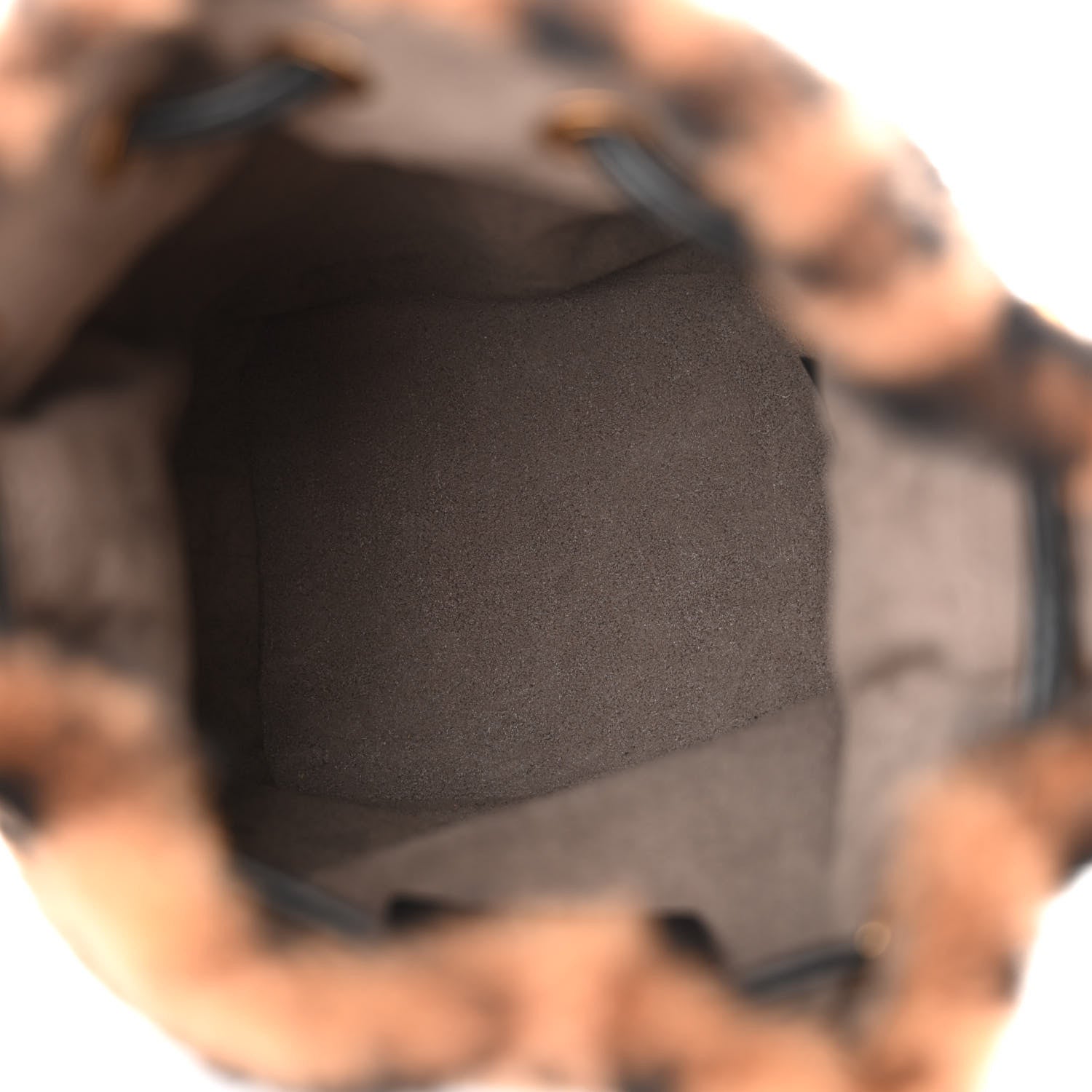 Fendi Shearling Vitello Dolce F is Fendi Macro FF 1974 Mini Mon Tresor Bucket Bag Tobacco Black 5 of 11