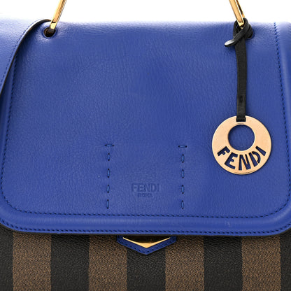 Fendi Pequin Spalmati Vitello Flamingo Shoulder Bag Tobacco Blue Neon 8 of 12