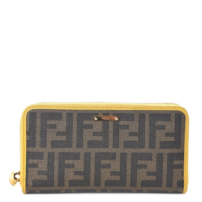 Fendi Zucca Spalmati Vitelllo Elite Zip Around Wallet Tobacco Yellow 1 of 11