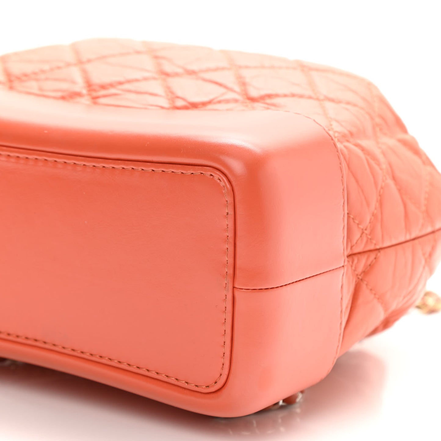 Aged Calfskin Quilted Small Gabrielle Backpack Orange