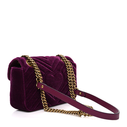 Gucci Velvet Matelasse Mini GG Marmont Shoulder Bag Fuchsia Violet Cyclamen 3 of 10