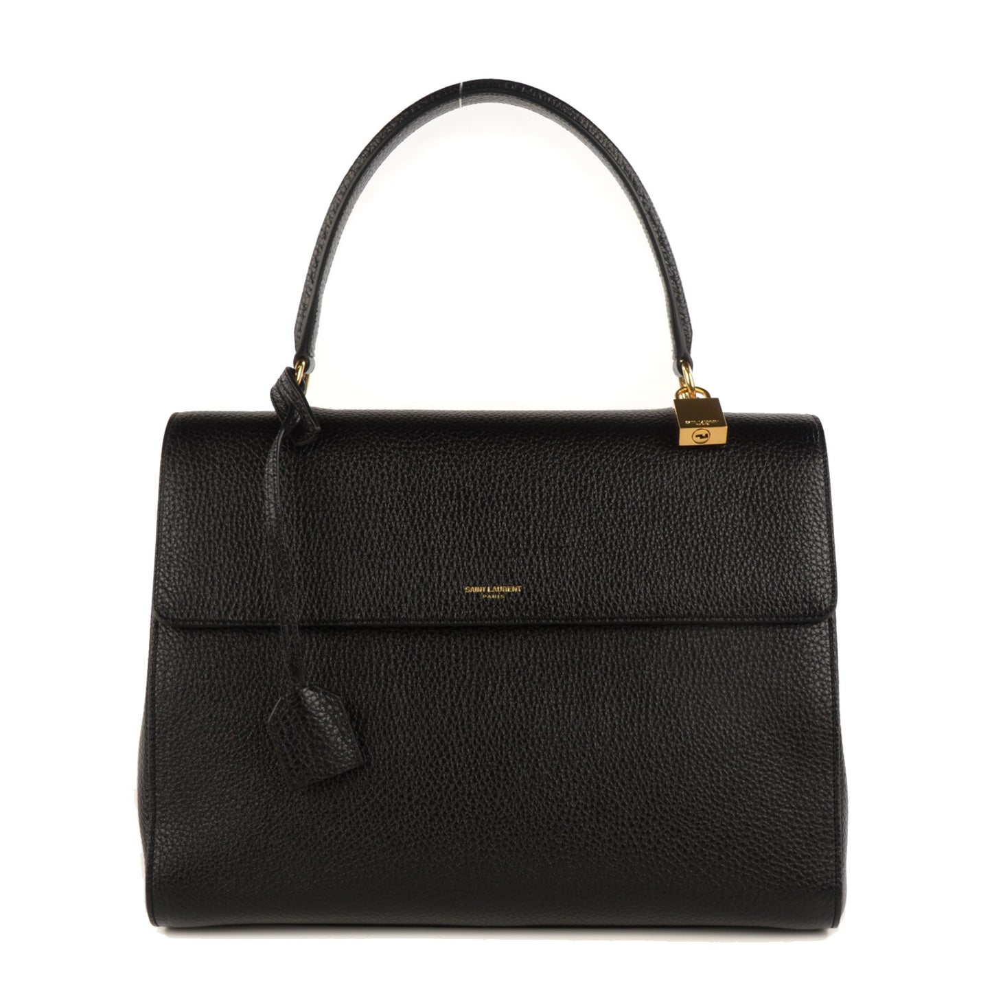 Grained Calfskin Medium Moujik Top Handle Bag Black