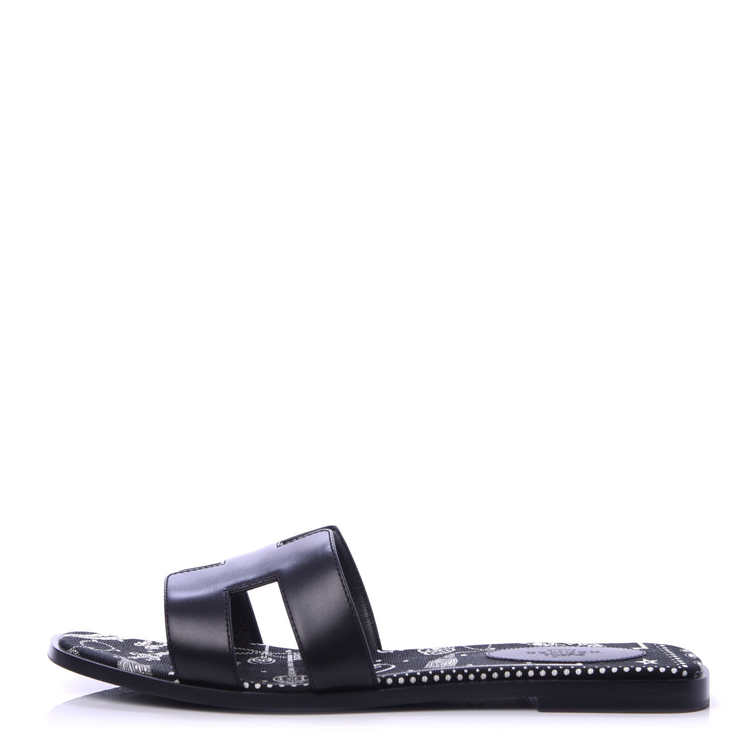 Hermes Calfskin Oran Sandals 40 Black 1 of 9