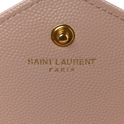 Saint Laurent Grain De Poudre Matelasse Chevron Monogram Chain Wallet Pale Pink 6 of 8