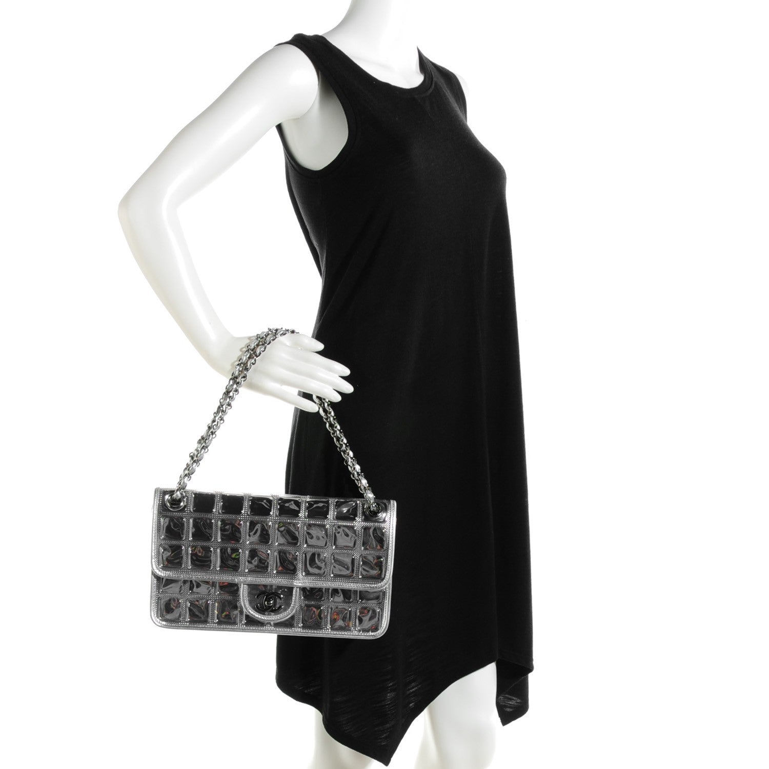 Chanel Vinyl Large Ice Cube Flap Silver 2 of 8