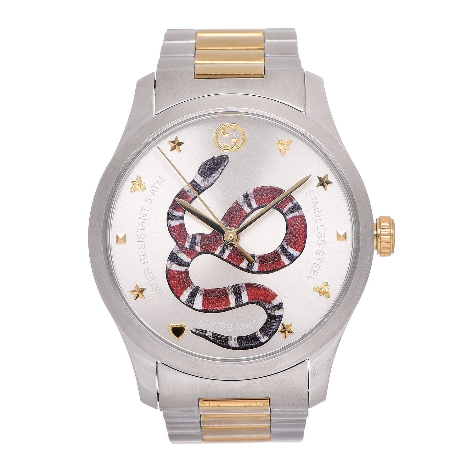 Gucci Stainless Steel 38mm G-Timeless Two Tone Snake Quartz Watch 1 of 6