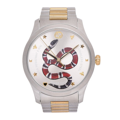 Gucci Stainless Steel 38mm G-Timeless Two Tone Snake Quartz Watch 1 of 6