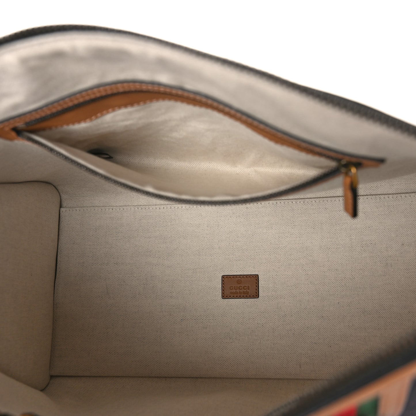 Monogram Textured Dollar Calfskin Web Large Bauletto Duffle Top Handle Bag Black Koi Beige