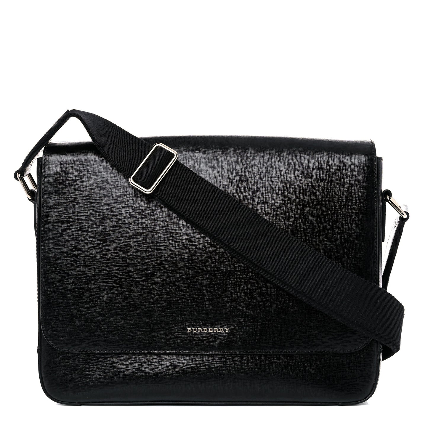 Grainy Calfskin Messenger Bag Black