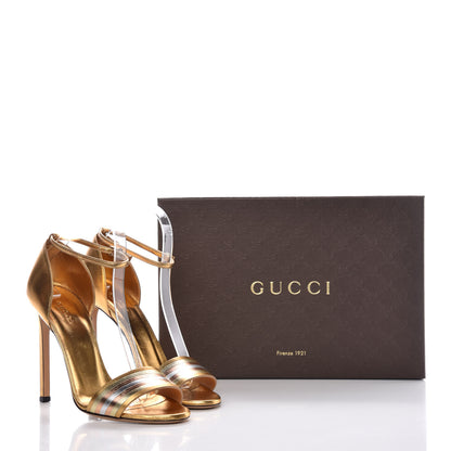 Gucci Metallic Nappa High Heel Sandals 38 Gold 9 of 9