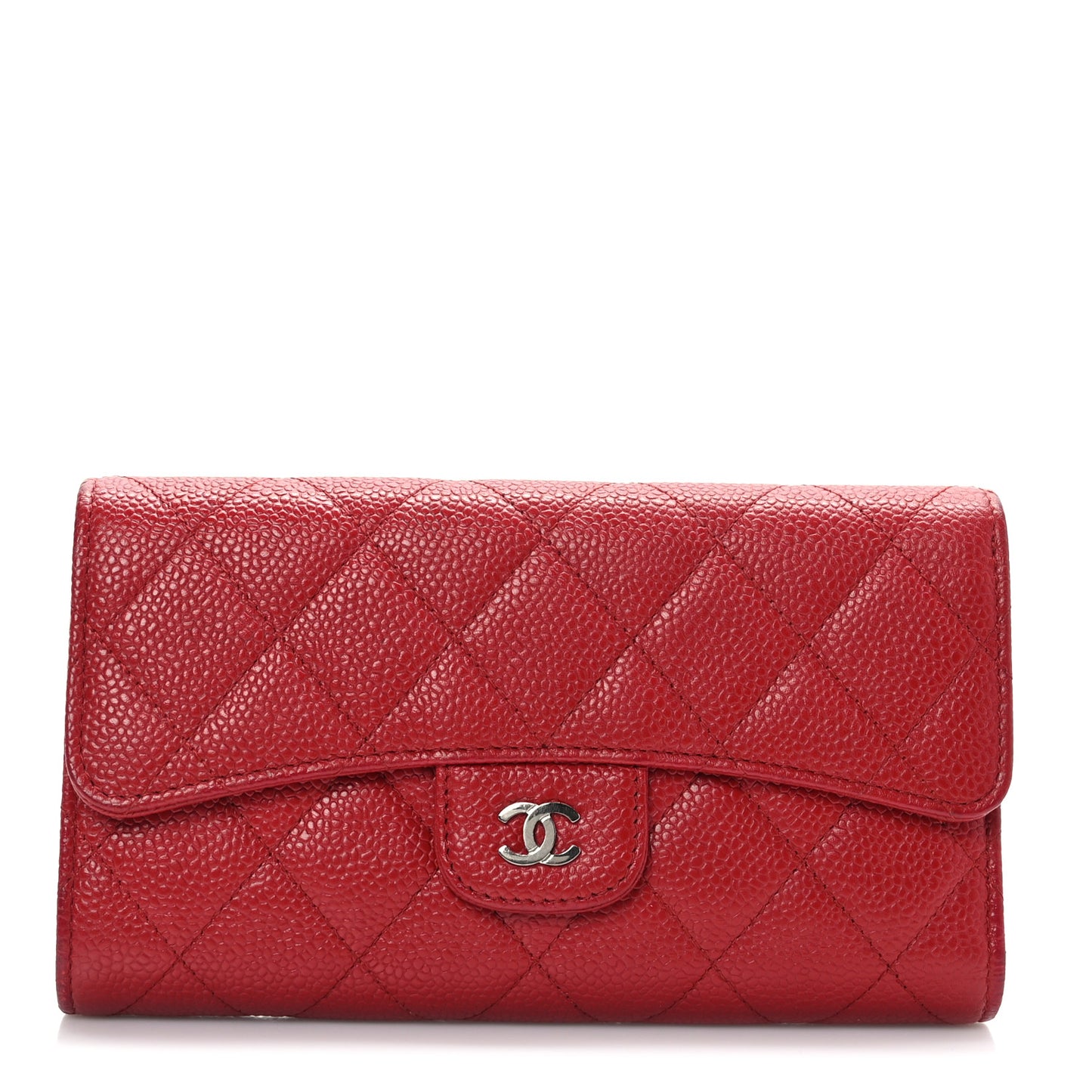 Caviar Quilted Large Flap Wallet Red
