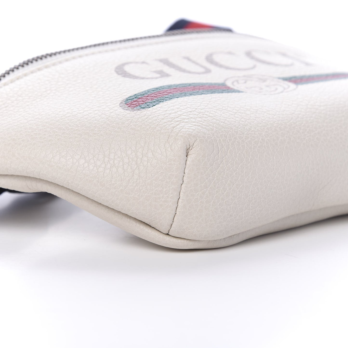 Grained Calfskin Small Logo Belt Bag White
