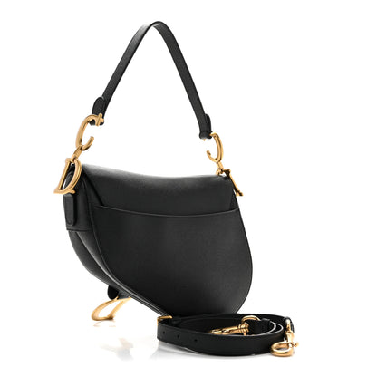 Christian Dior Grained Calfskin Saddle Bag With Strap Black 3 of 10