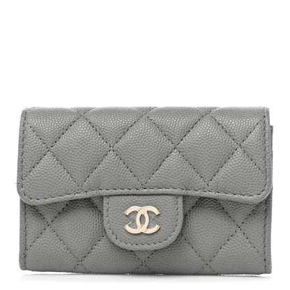 Chanel Caviar Quilted Flap Card Holder Wallet Dark Grey 1 of 9
