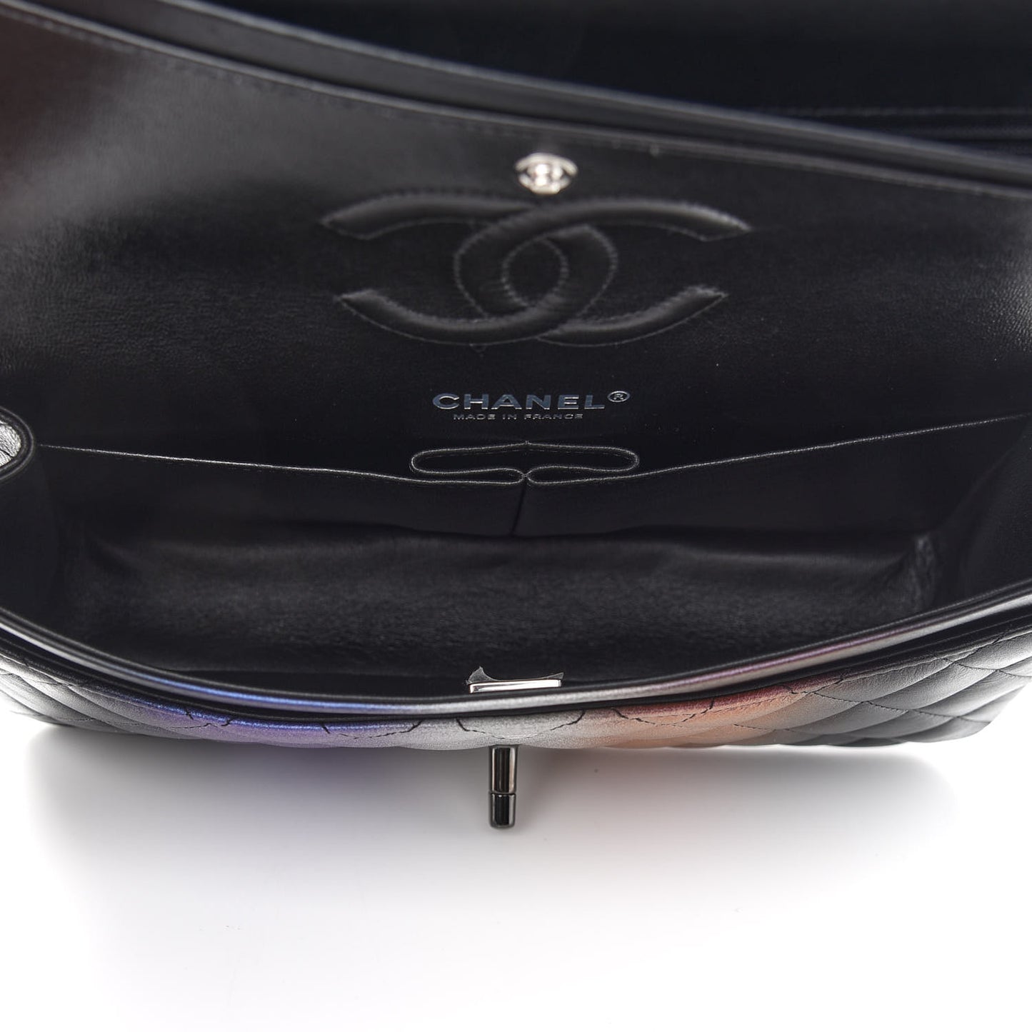 Calfskin Quilted Ombre Medium Double Flap Black