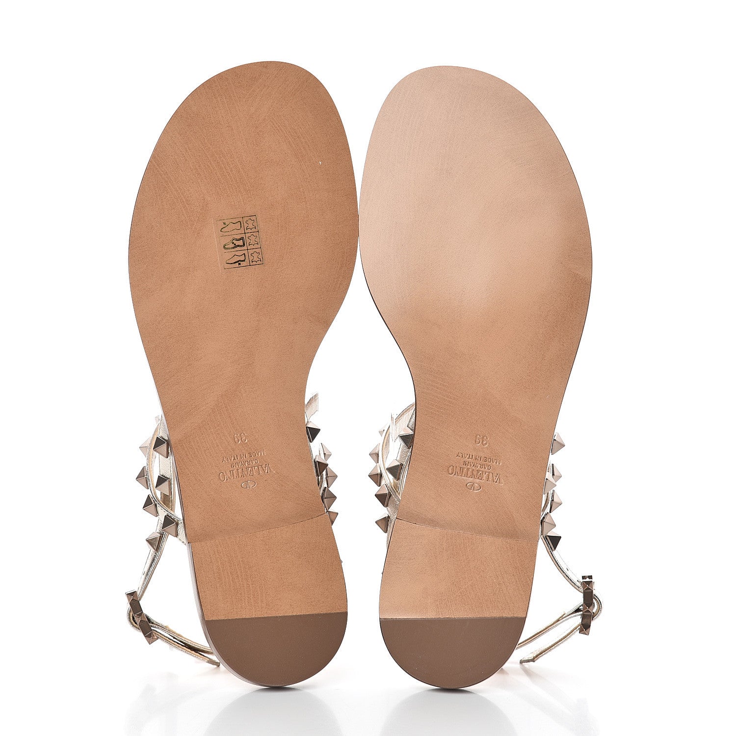 Valentino Garavani Metallic Nappa Rockstud Slingback Flat Thong Sandals 39 Skin 7 of 7