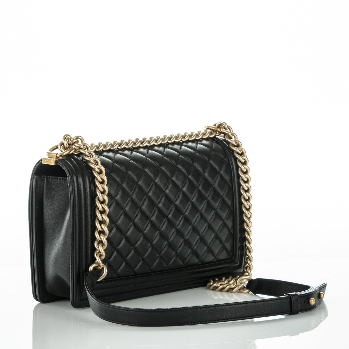 Lambskin Quilted New Medium Boy Flap Black