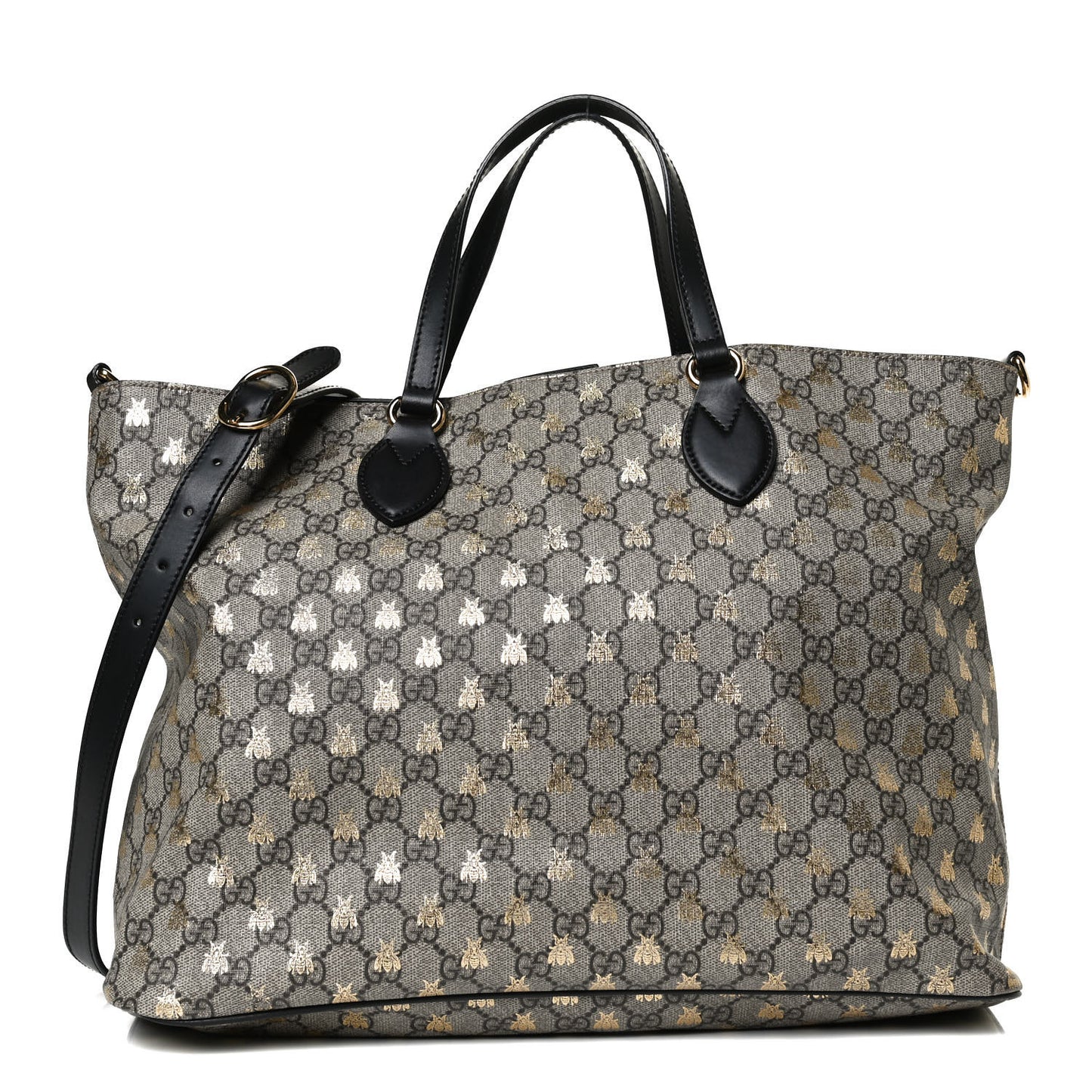 Soft GG Supreme Monogram Bees Medium Crossbody Tote Beige Oro Black