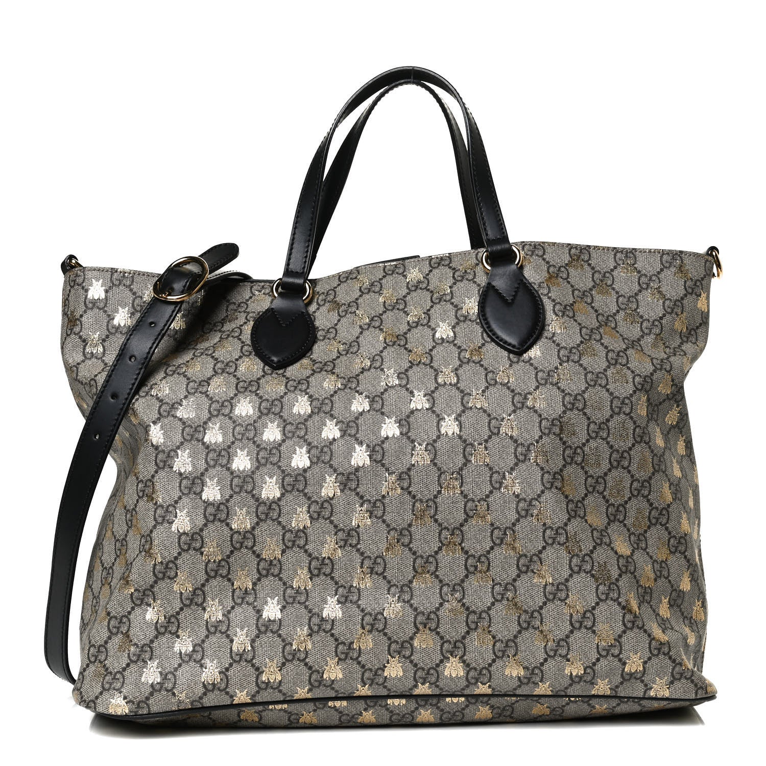 Gucci Soft GG Supreme Monogram Bees Medium Crossbody Tote Beige Oro Black 1 of 13