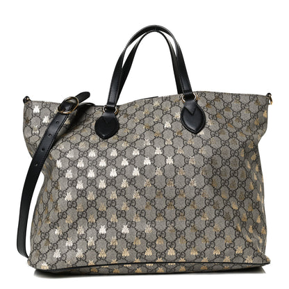 Gucci Soft GG Supreme Monogram Bees Medium Crossbody Tote Beige Oro Black 1 of 13