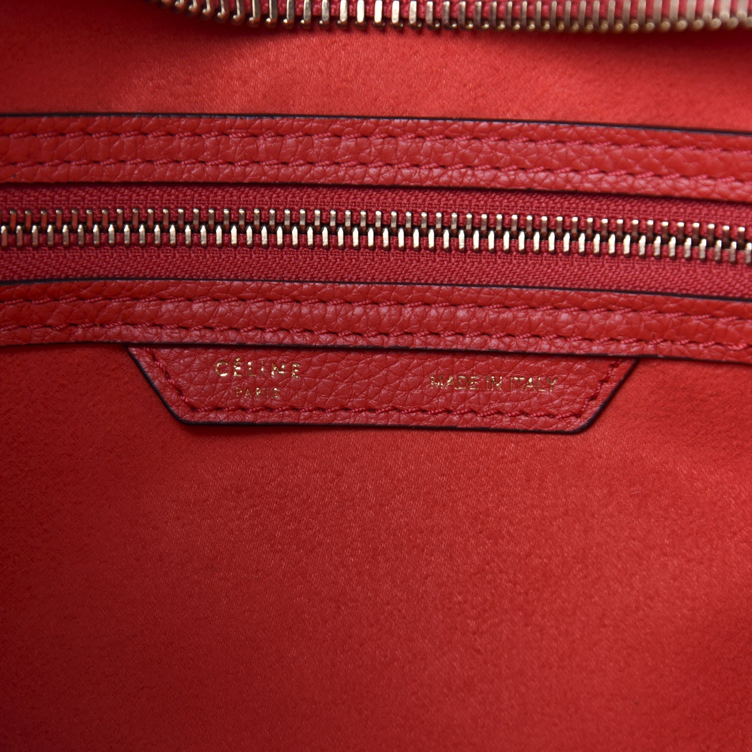 Celine Drummed Calfskin Mini Luggage Coquelicot 9 of 10