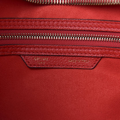 Celine Drummed Calfskin Mini Luggage Coquelicot 9 of 10