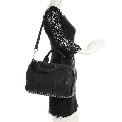 Alexander Wang Pebbled Lambskin Rocco Matte Black Iridescent Hardware 2 of 9