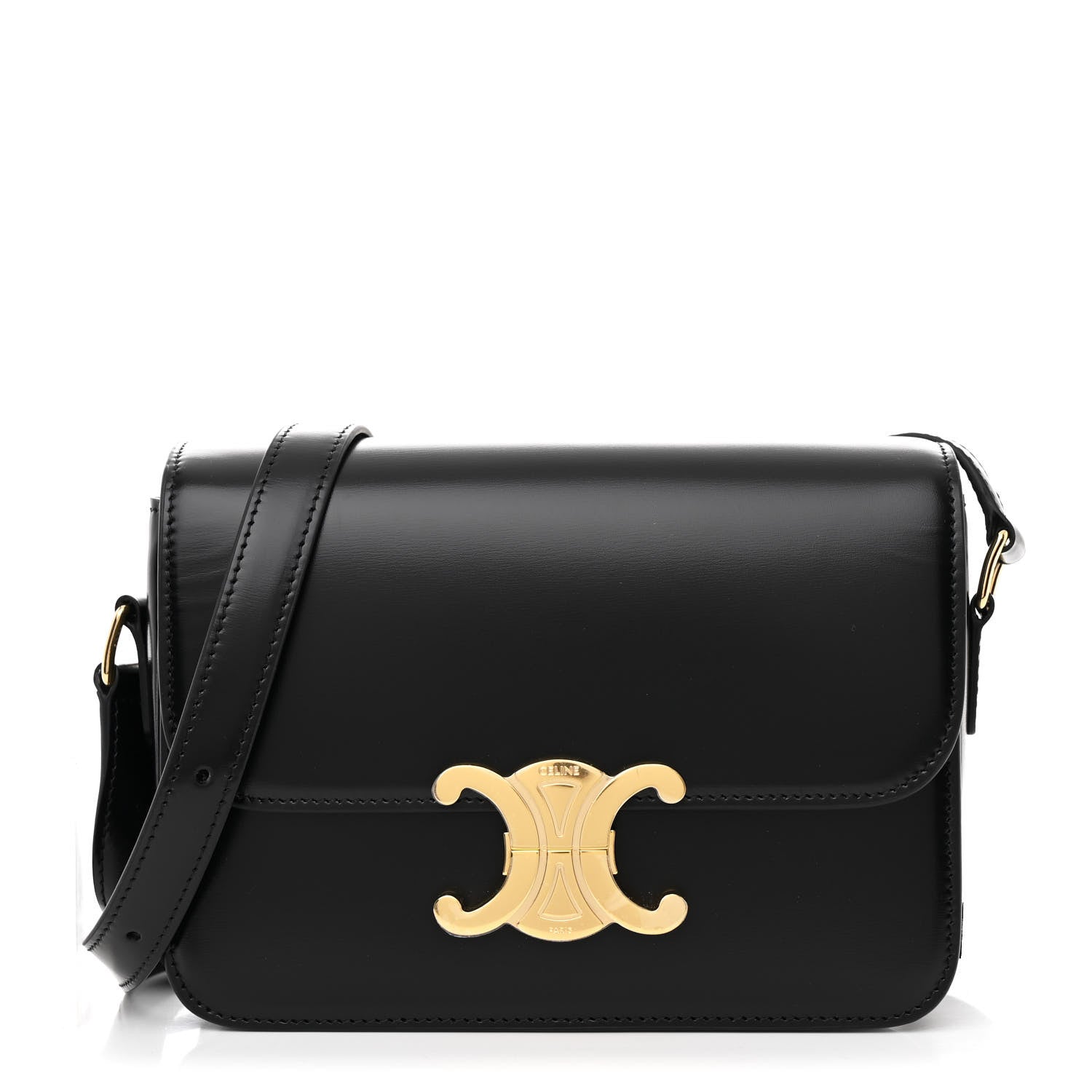 Celine Shiny Calfskin Teen Triomphe Black 1 of 11
