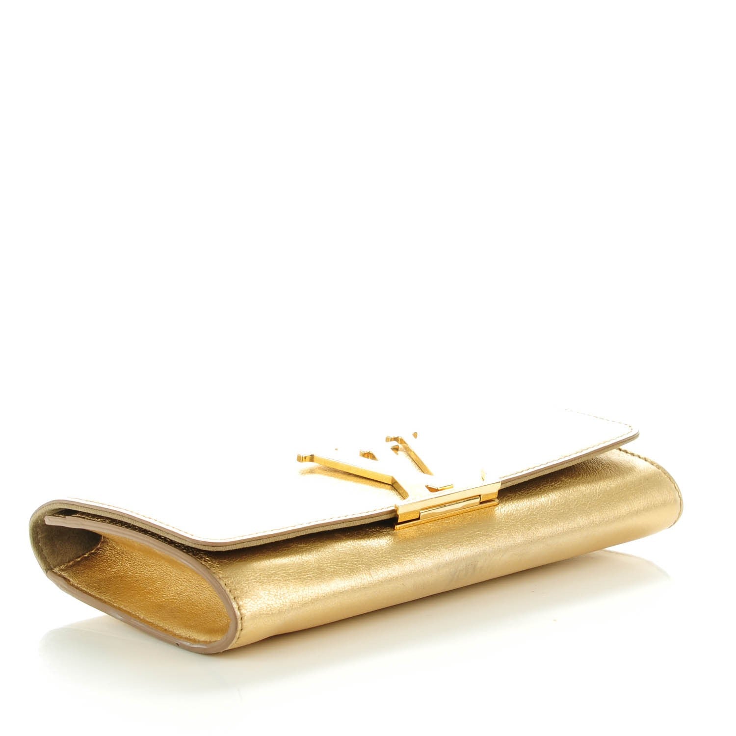 Louis Vuitton Metallic Calfskin Louise Clutch Gold 144458