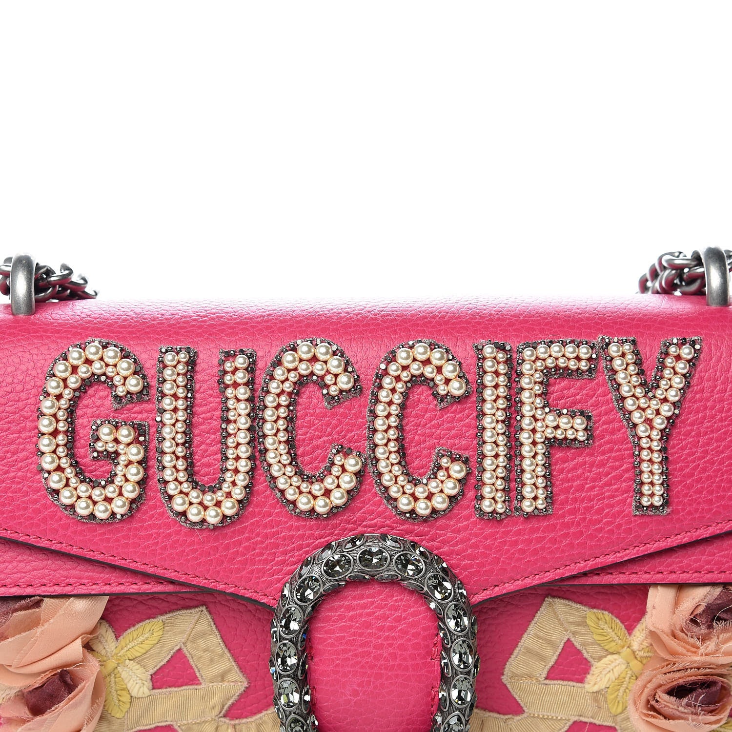 Gucci Pebbled Calfskin Embellished Guccify Small Dionysus Shoulder Bag Rosa 10 of 14