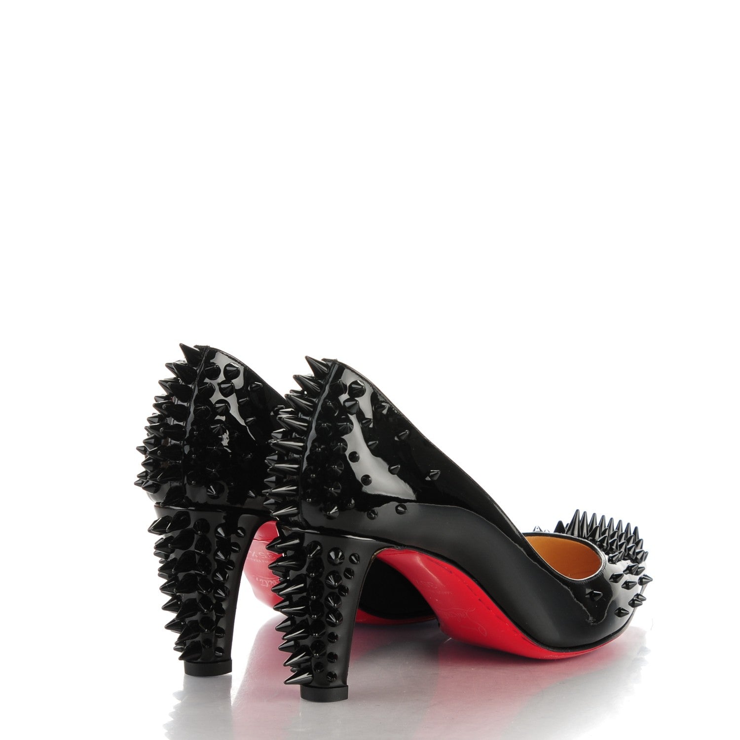 Christian Louboutin Patent Goldopump Spikes 70 Pumps 35.5 Black 4 of 7