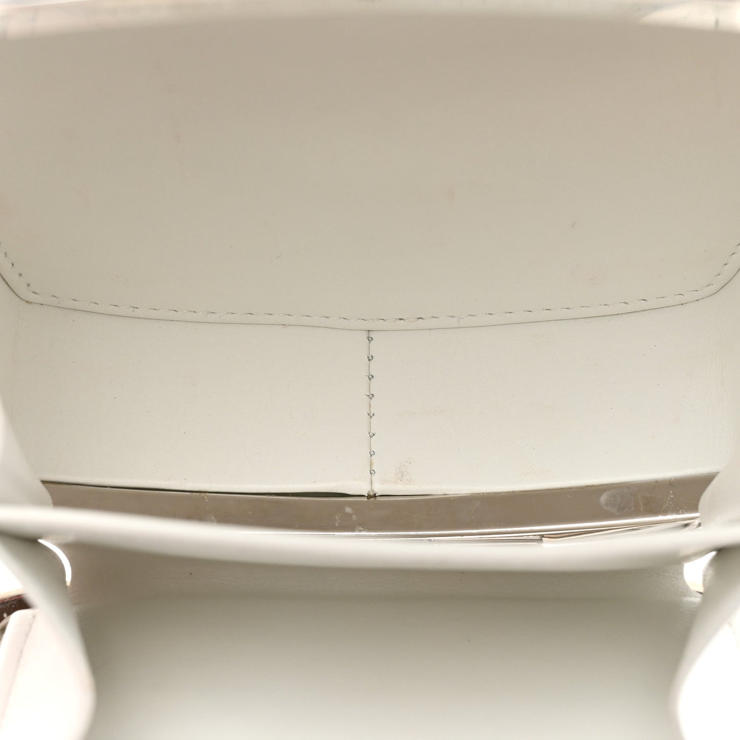 Patent Goatskin Quilted Make-Up Box Clutch With Chain White