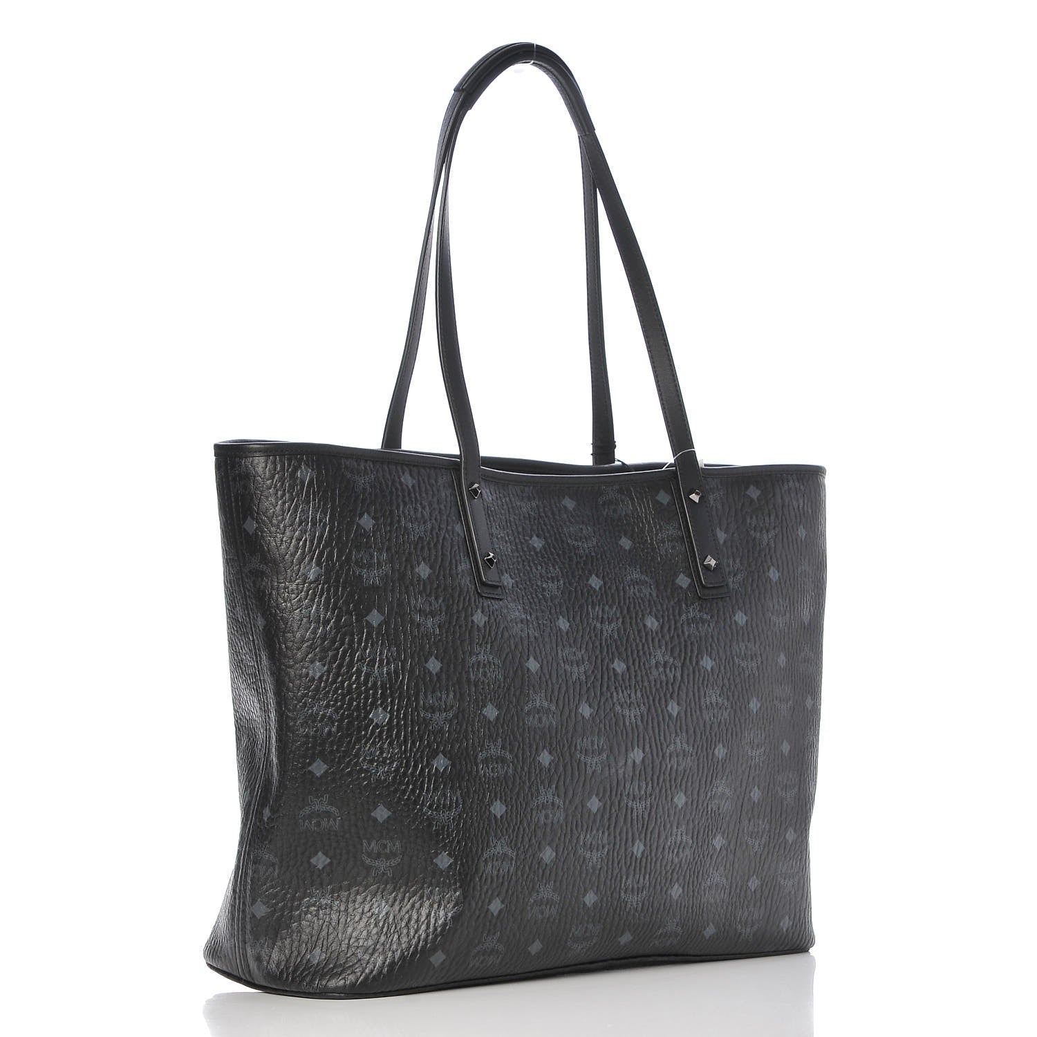MCM Visetos Large Anya Shopper Tote Black 4 of 14