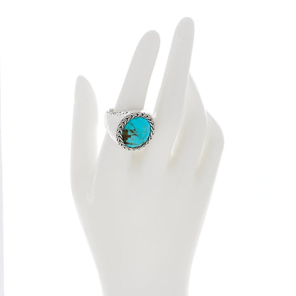 John Hardy Sterling Silver Turquoise Palu Hammered Ring 54 7 2 of 5