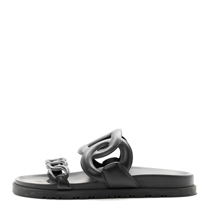 Hermes Nappa Extra Sandals 37.5 Black 1 of 9
