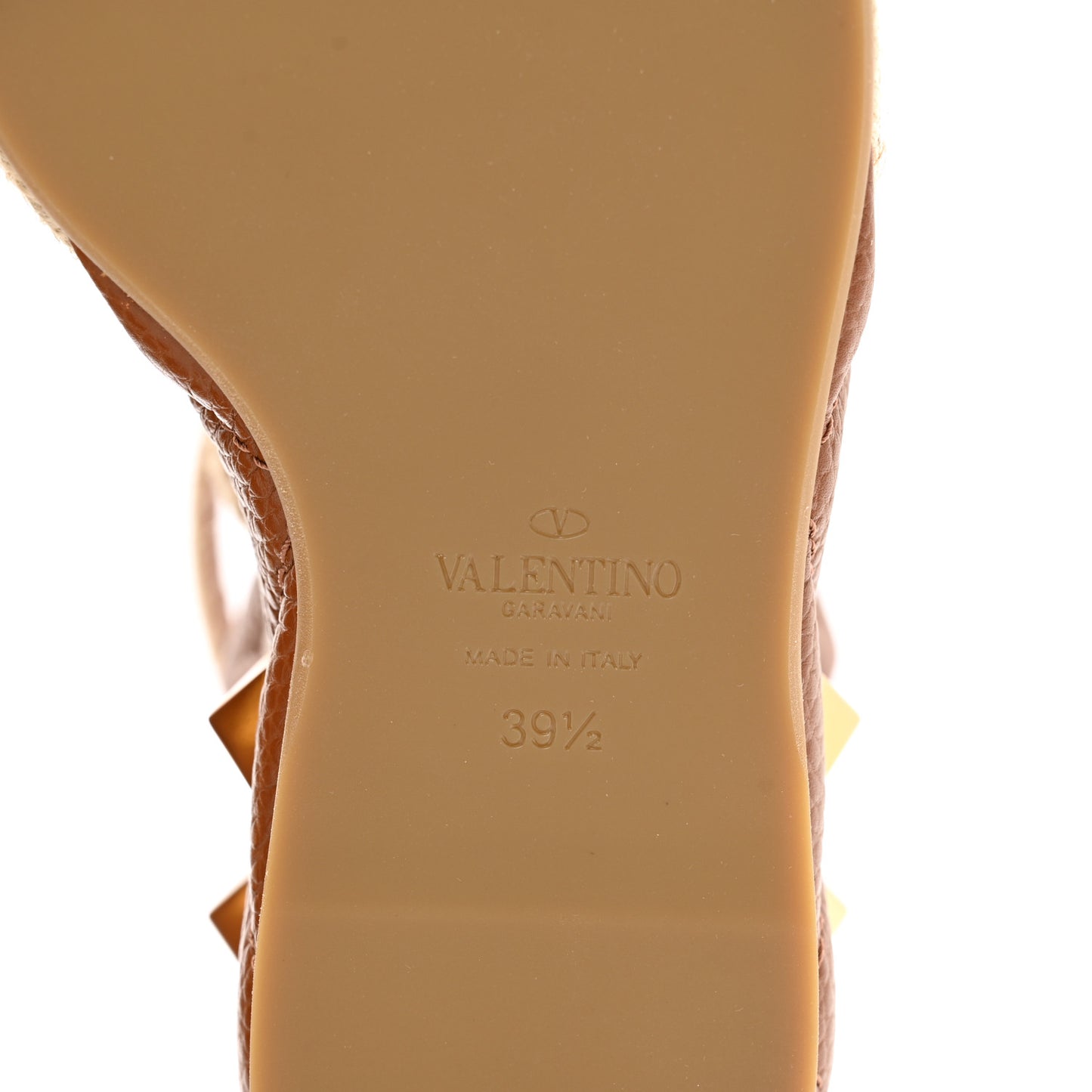 Grained Calfskin Roman Stud Espadrille Wedge Ankle Wrap Sandals 39.5 Selleria