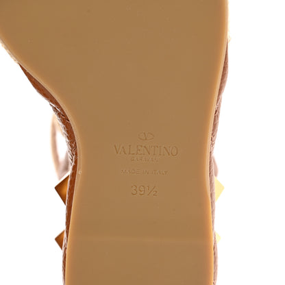 Valentino Garavani Grained Calfskin Roman Stud Espadrille Wedge Ankle Wrap Sandals 39.5 Selleria 6 of 8