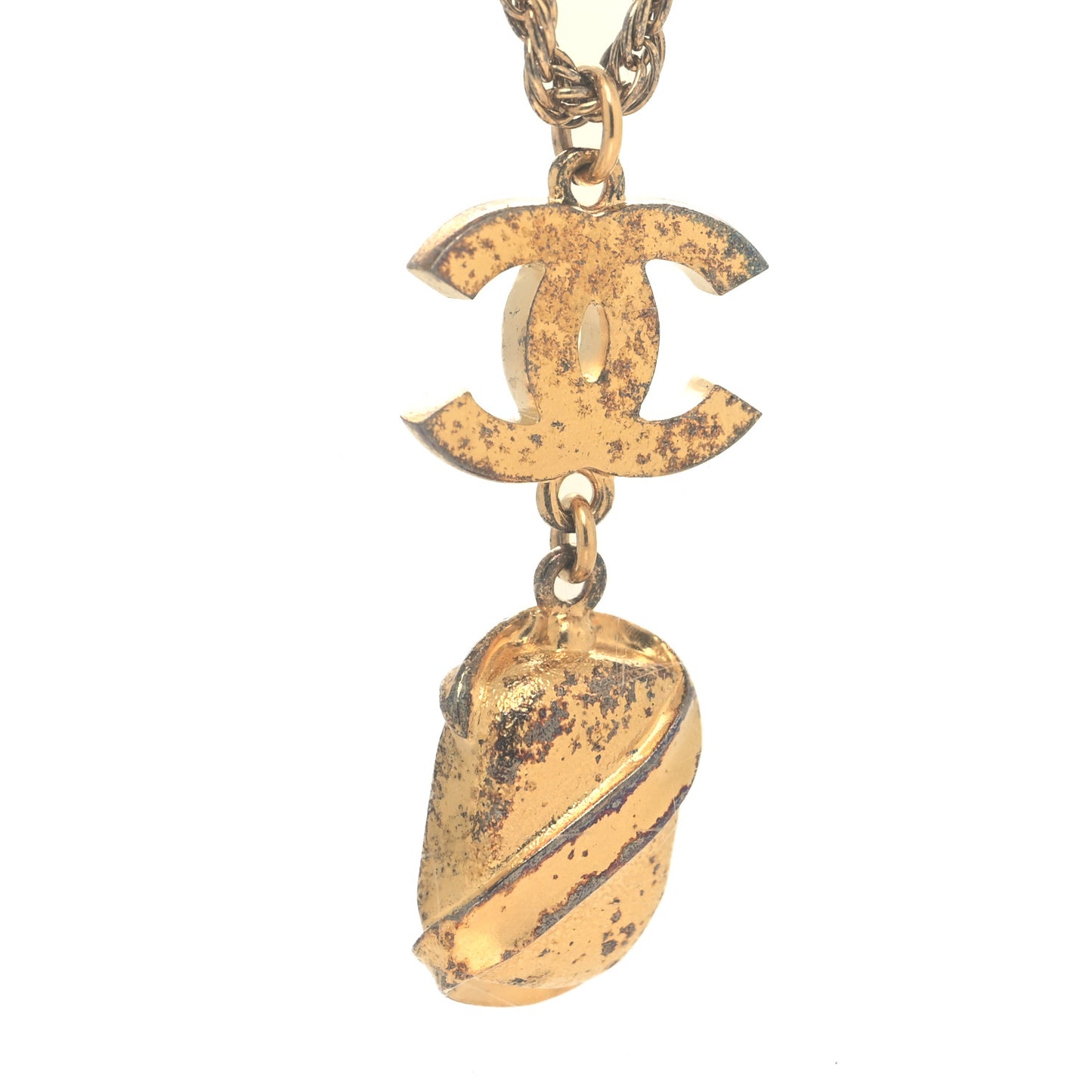 Pearl Crystal CC Pendant Necklace Gold Pink Pearly White